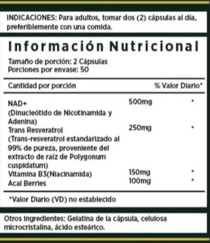 Resveratrol con NMN (100 cápsulas)