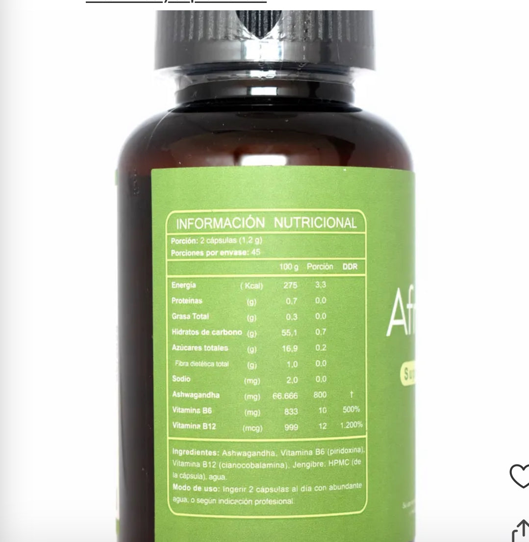 Ashwagandha + Vitaminas B6 y B12 (90 cápsulas)